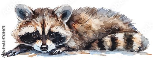 raccoon in watercolor style. Isolated. vector simple illustration
