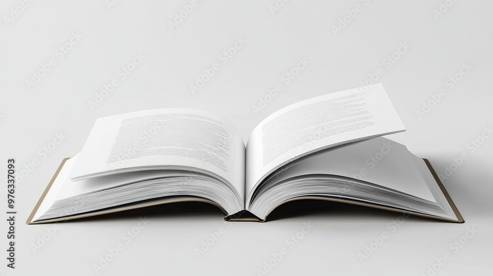 Realistic mockup of an open book viewed from the side with flipping pages Realistic mockup of an open book viewed from the side with flipping pages