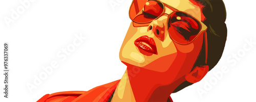 Classic movie poster style portrait with bold typography and dramatic poses, flat portrait, vector illustration.