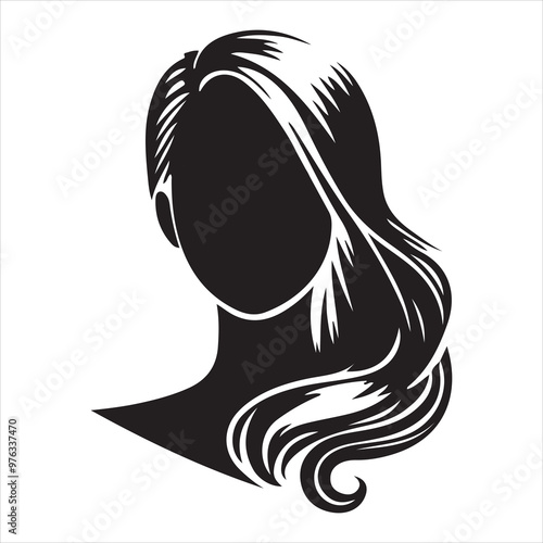 Woman heads in profile. Beautiful female faces profiles, black silhouette outline avatars, anonymous portraits with hairstyle vector set
