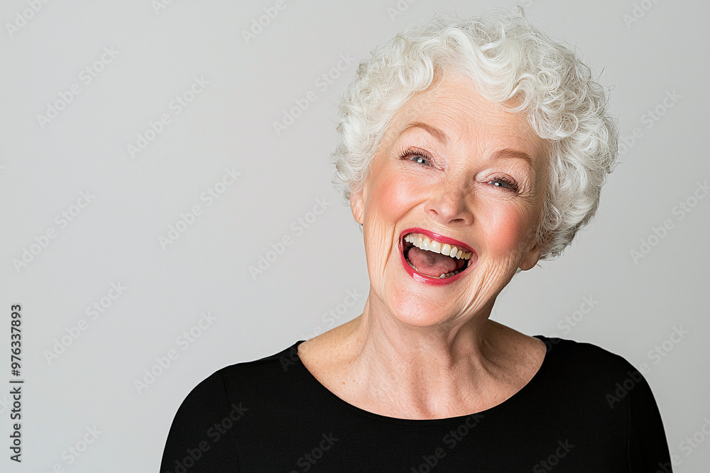 an elderly woman with deep wrinkles expressing pure joy, her eyes crinkled and mouth wide open in laughter an elderly woman with deep wrinkles expressing pure joy, her eyes crinkled and mouth wide open in laughter