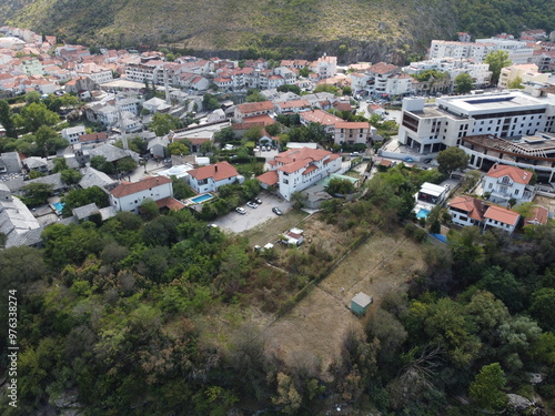 Obraz na płótnie Drone aerial shot of Bosnia, Sarajevo, Mostar, Stari Most Bridge w salonie