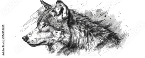 wolf Engraving style. Simple pencil drawing. vector simple illustration
