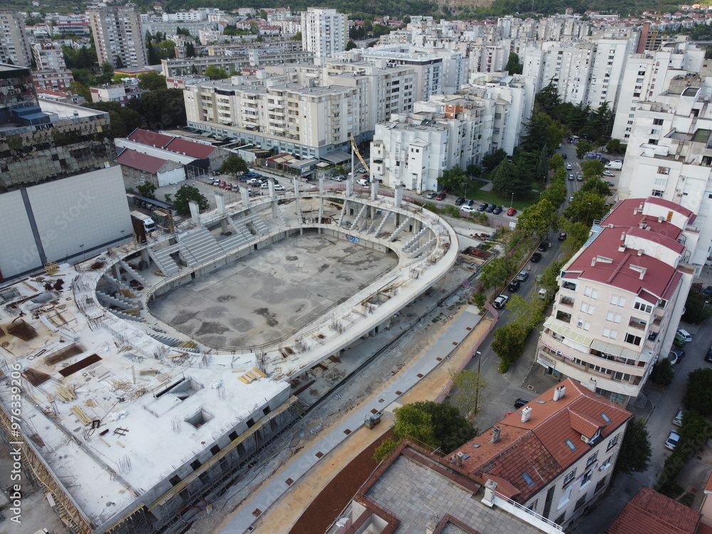 Drone aerial shot of Bosnia, Mostar, Stari Most Bridge