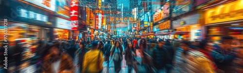 Wallpaper Mural Blurred image of a busy city street with people walking Torontodigital.ca