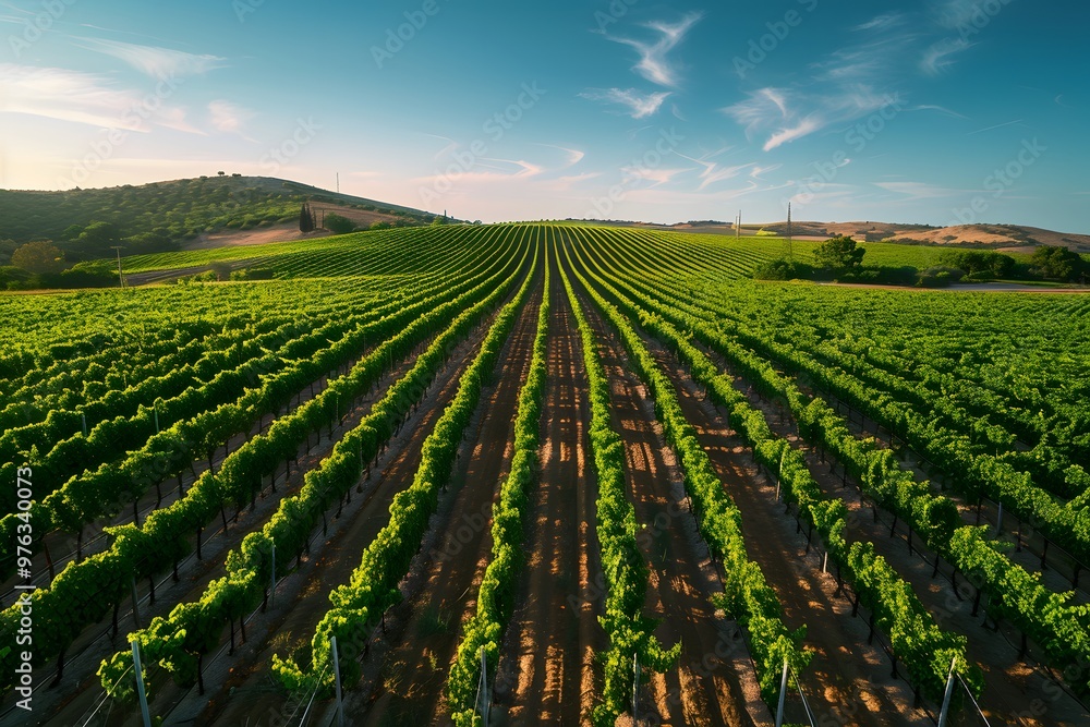 Lush Vineyard Landscape Under a Clear Sky Lush Vineyard Landscape Under a Clear Sky