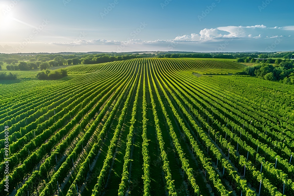 Lush Vineyard Landscape Under a Clear Sky Lush Vineyard Landscape Under a Clear Sky