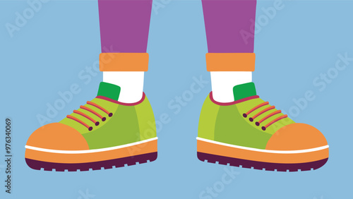 Vibrant Green Sneakers with Pink Laces on Blue