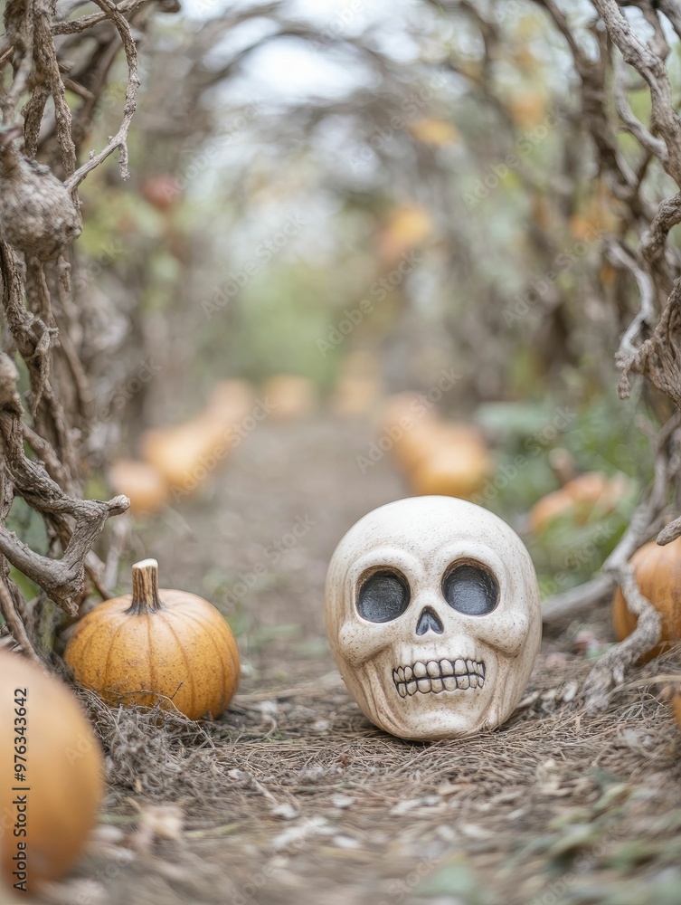Weathered Skull Resting Among Lush Greenery in a Mysterious Forest, Evoking Themes of Nature, Life, and Mortality Weathered Skull Resting Among Lush Greenery in a Mysterious Forest, Evoking Themes of Nature, Life, and Mortality