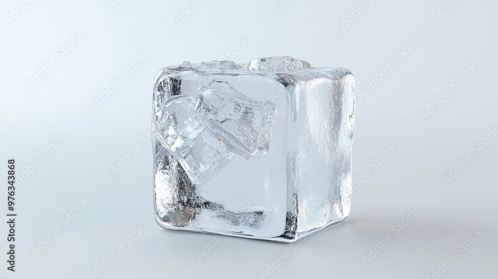 3D illustration of a single ice cube isolated on a white background