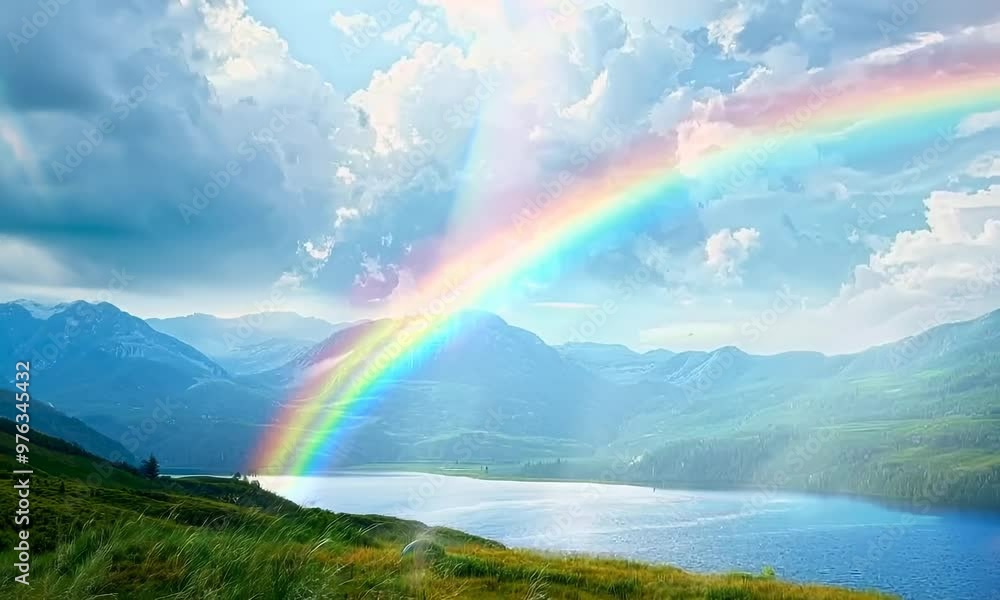 Vivid rainbow after passing storm, Video Vivid rainbow after passing storm, Video