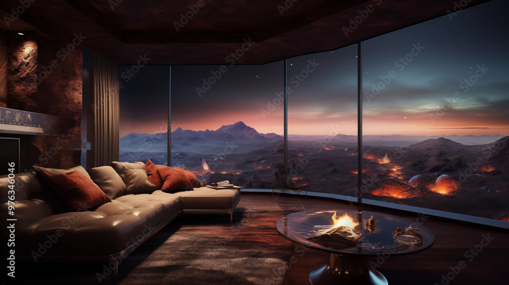 Fototapeta premium Night Sky Stars View from Living Room