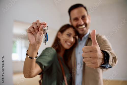 Close up of couple buying their first real estate. photo