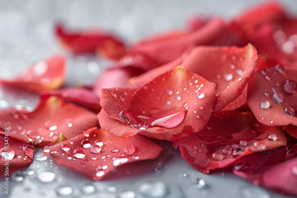 Delicate Rose Petals Adorned with Dew Drops Delicate Rose Petals Adorned with Dew Drops