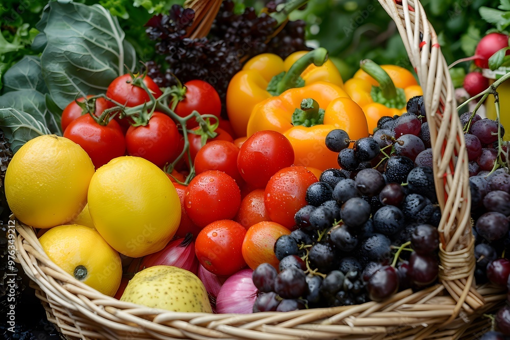 Vibrant Harvest: A Bountiful Basket of Fresh Fruits and Vegetables Vibrant Harvest: A Bountiful Basket of Fresh Fruits and Vegetables
