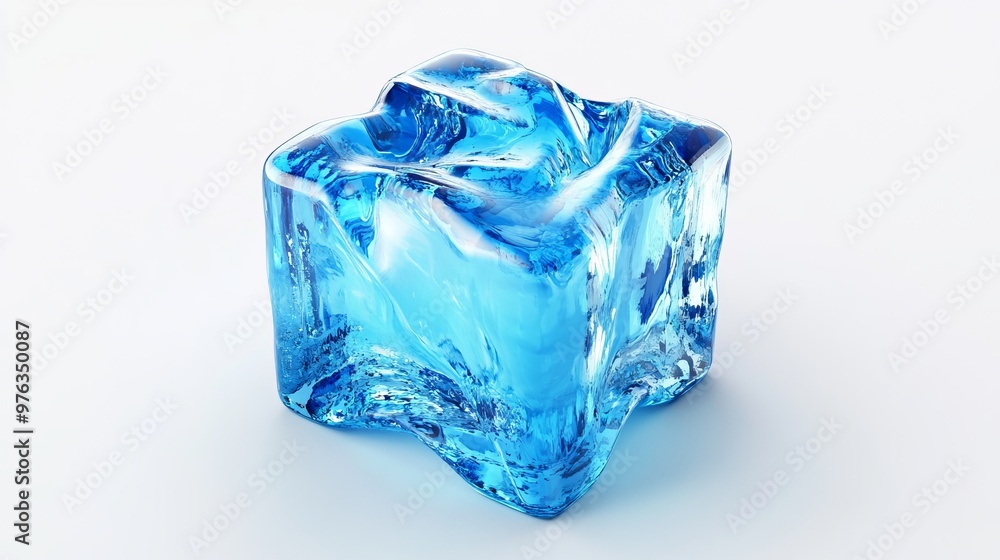 Blue ice cube isolated on a white background in a 3D illustration Blue ice cube isolated on a white background in a 3D illustration