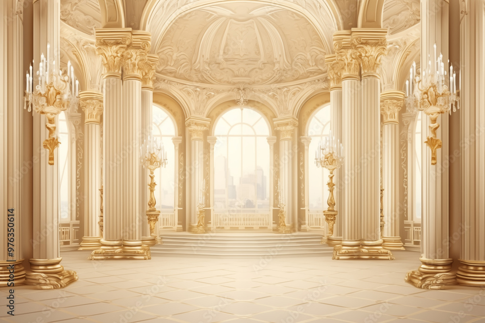 Obraz premium Palace interior background castle hall
