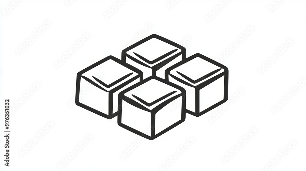 Line icon of sugar cubes isolated on a white background Vector illustration Line icon of sugar cubes isolated on a white background Vector illustration