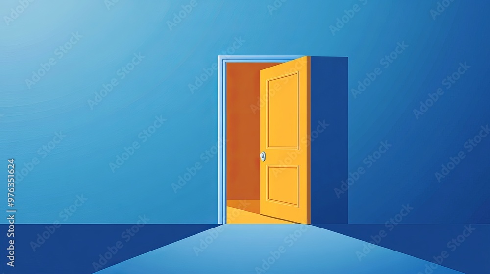 Open door as a symbol of new career opportunities business ventures and initiative A vector illustration representing the business concept Open door as a symbol of new career opportunities business ventures and initiative A vector illustration representing the business concept