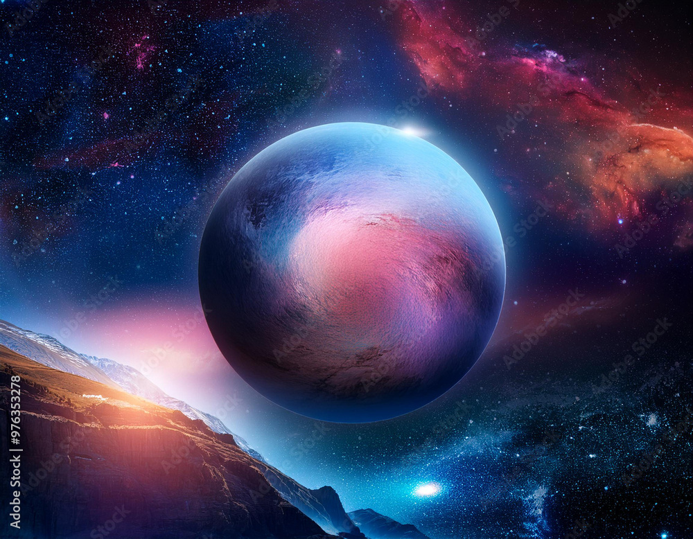Obraz premium Breathtaking cosmic vista filled with galaxies, nebulae in vibrant colors and stars twinkling in the vastness of space.