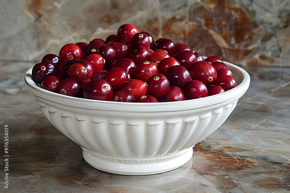 Fresh and Juicy Cranberries in a Decorative Bowl Fresh and Juicy Cranberries in a Decorative Bowl