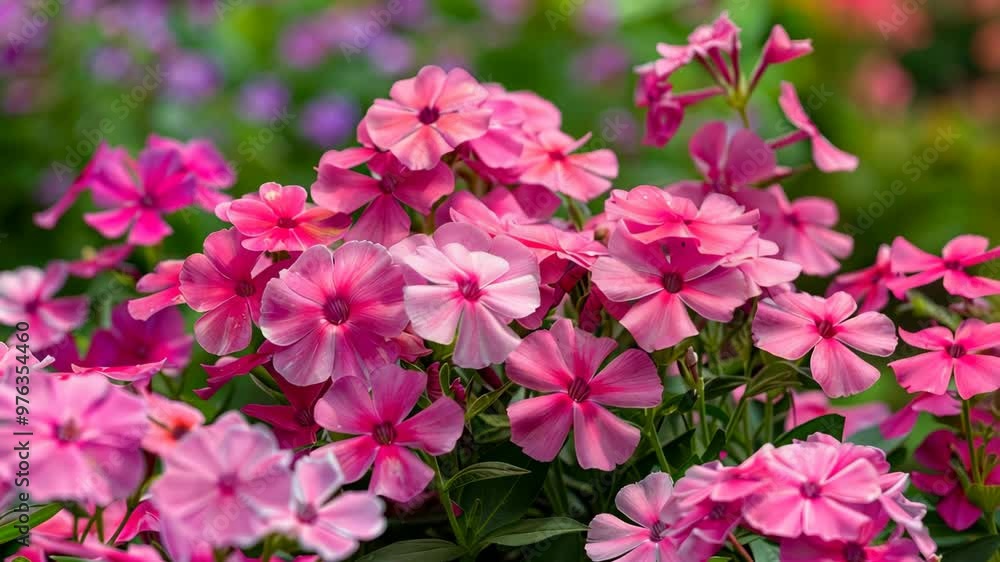 Colorful display of pink flowers in a vibrant garden during springtime bloom Colorful display of pink flowers in a vibrant garden during springtime bloom