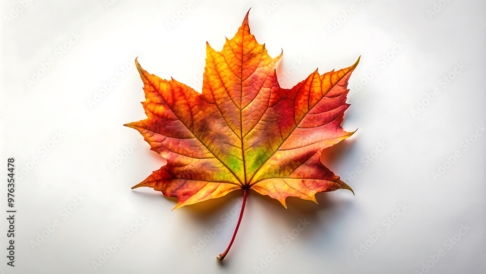 A Single Vibrant Autumn Leaf Against a Crisp White Background, Capturing the Rich, Bold Colors and Intricate Patterns That Embody the Essence of Autumn’s Beauty. A Single Vibrant Autumn Leaf Against a Crisp White Background, Capturing the Rich, Bold Colors and Intricate Patterns That Embody the Essence of Autumn’s Beauty.
