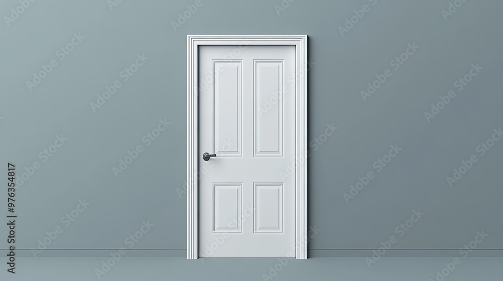 Vector illustration of a white closed door with a frame isolated against a background Vector illustration of a white closed door with a frame isolated against a background