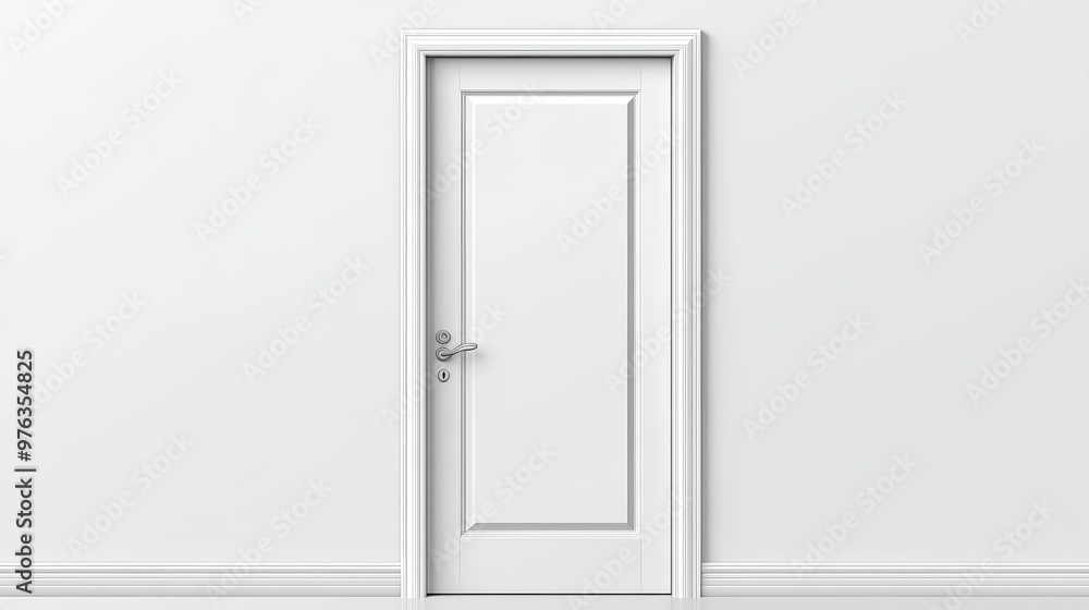 Vector illustration of a white closed door with a frame isolated against a background Vector illustration of a white closed door with a frame isolated against a background