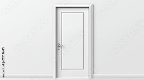 Vector illustration of a white closed door with a frame isolated against a background