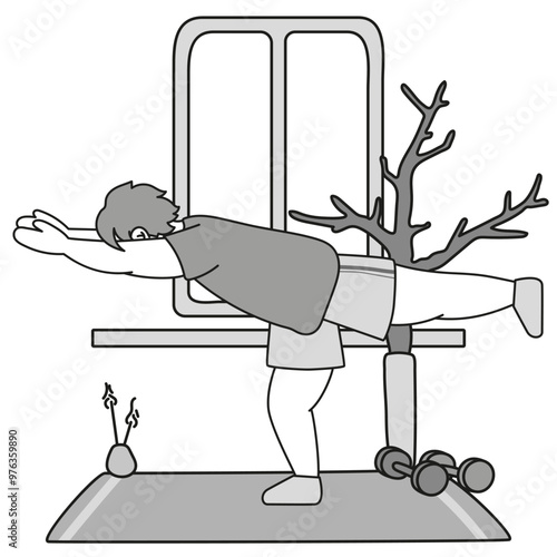 Bodyweight Workout Routine high-Intensity interval training. People doing bodyweight exercises like push-ups, squats, and planks, emphasizing. Vector illustration