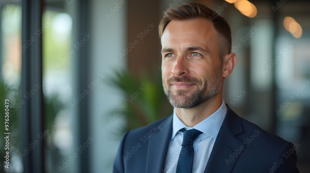 Portrait of a handsome businessman in a business suit looking at the camera. Business concept. Generative AI Portrait of a handsome businessman in a business suit looking at the camera. Business concept. Generative AI