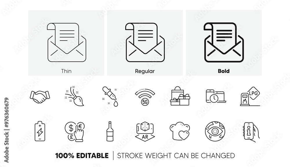 Gas station, Time management and Wine line icons. Pack of Money currency, Augmented reality, Mail newsletter icon. Brush, Love cooking, Chemistry pipette pictogram. Info app, Handshake. Vector Gas station, Time management and Wine line icons. Pack of Money currency, Augmented reality, Mail newsletter icon. Brush, Love cooking, Chemistry pipette pictogram. Info app, Handshake. Vector