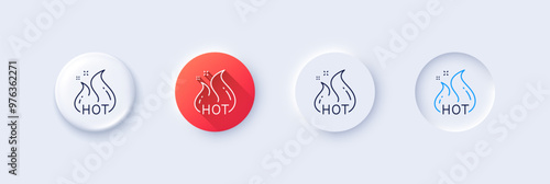 Hot sale line icon. Neumorphic, Red gradient, 3d pin buttons. Shopping flame sign. Clearance symbol. Line icons. Neumorphic buttons with outline signs. Vector
