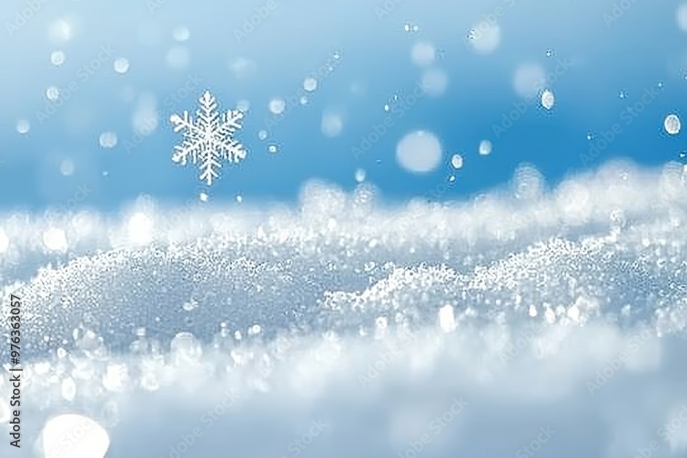 Winter wonderland with sparkling snowflakes and snowy landscape Winter wonderland with sparkling snowflakes and snowy landscape