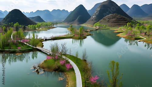 Spring Beauty at Baiha Lake Wetland Park in Guiyang, Guizhou photo