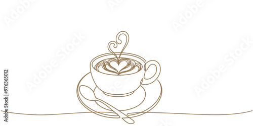 latte hot coffee line art illustration