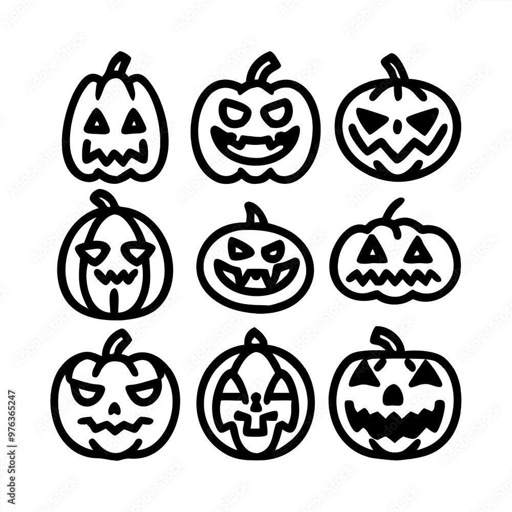 Obraz premium Halloween pumpkin vector icon set