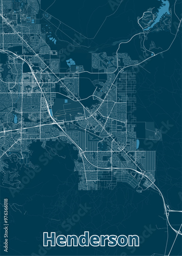 Henderson, Nevada, USA artistic blueprint map poster
