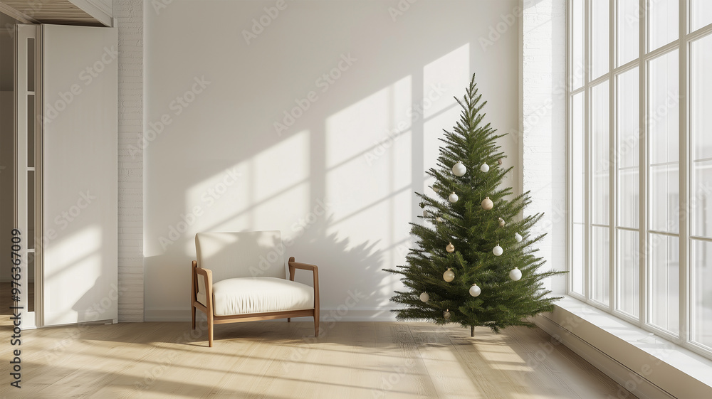 ミニマリストなクリスマスツリーとリビング