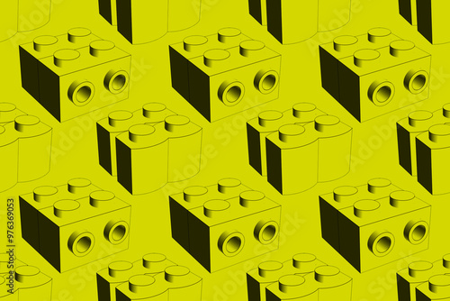 Black inking blocks on lime seamless pattern