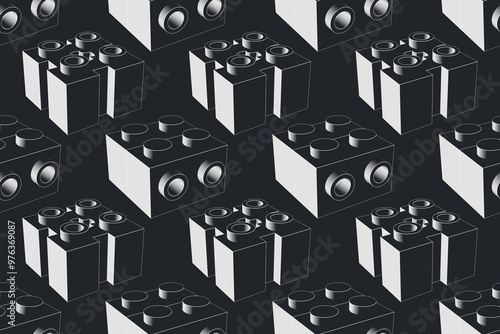White inking blocks on dark gray seamless pattern