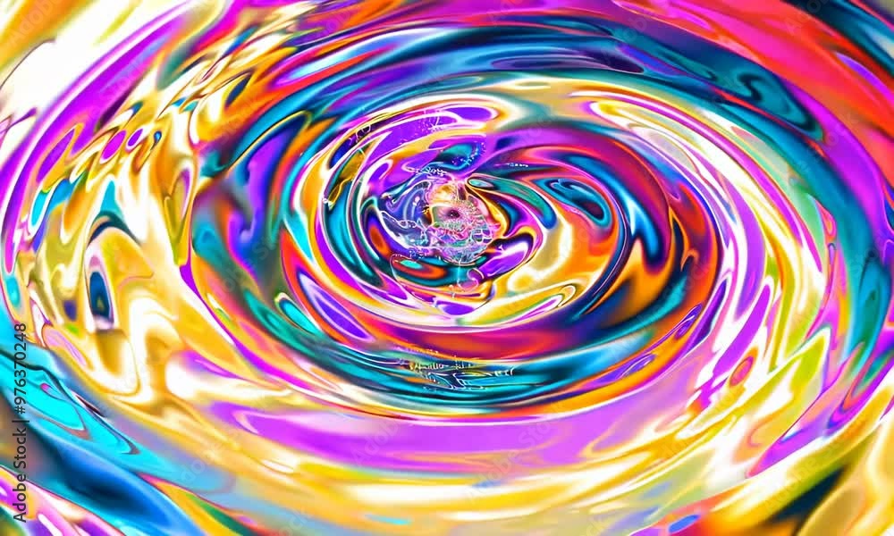 Reflective liquid 3D spiral with luminous colors, Video Reflective liquid 3D spiral with luminous colors, Video
