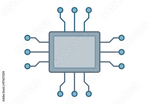 Chip electrónico azul con circuitos 