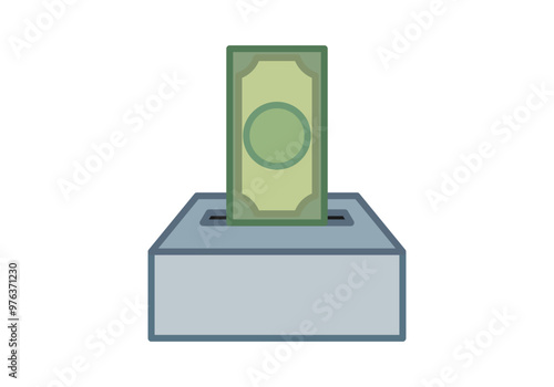 Billete siendo ingresado en una caja de ahorros