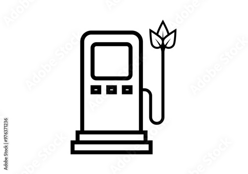 Icono negro de gasolinera con combustible ecológico 
