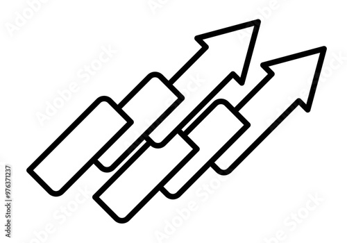 Icono negro de flechas rectangular creciente 