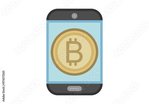 Pantalla de smartphone encendida con bitcoin dorado