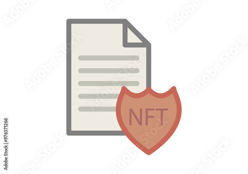 Icono de documento de contrato con escudo de NFT