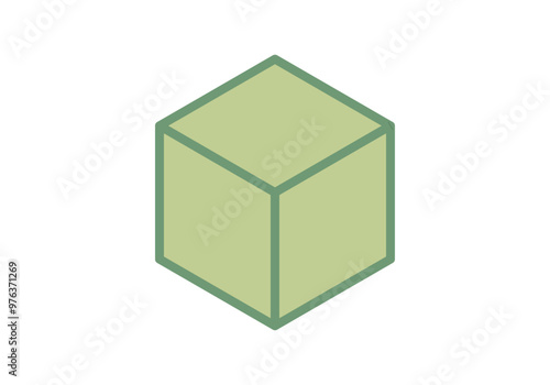 Cubo verde con trazado verde oscuro 